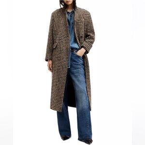 All Saints James Check Maxi Coat
